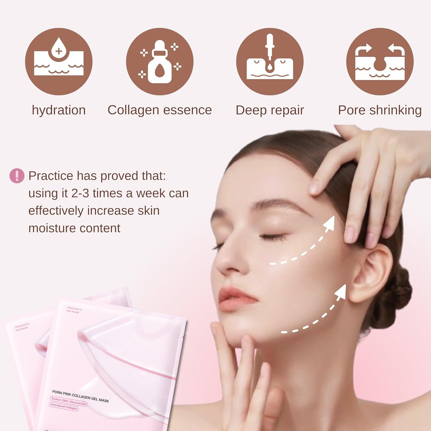 MASCARILLA DE GEL DE COLÁGENO ROSA (Caja de 4)